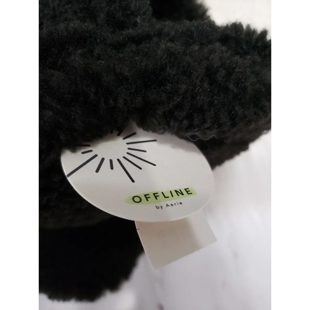 NEW AERIE OFFLINE FAUX LEATHER & FLEECE BLACK MITTENS WOMENS GIFT TEEN SNOWBUNNY